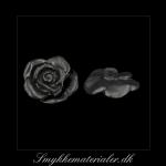 20092783, Sort knap med rose, 17x5 mm