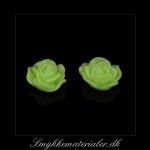 20093069, Cabochon resin, lime grn rose, 13x5 mm