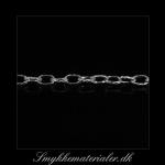 20090927, Forsølvet kæde, åbne link med mønster, 4,5x7 mm