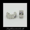 20091173, Slvfarvede stop & ls clips med Rhinestene, 10x6 mm