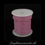 20091806, Flettet lædersnor, rund, met. pastel pink 2,5 mm