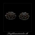 20091972, Cabochon resin, mørkebrun blomst, 15x8 mm