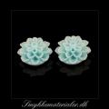 20091990, Cabochon resin, aqua bl blomst, 15x8 mm