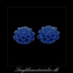 20091992, Cabochon resin, blå blomst, 15x8 mm