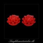 20092000, Cabochon resin, rød blomst, 15x8 mm