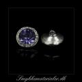 20092345, Forslvet knap m/lavendel Swarovski rhinsten, 11x6 mm