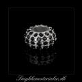 20092518, Forslvet rondel med sorte rhinstene, 16x9 mm