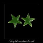 20092609, Emalje vedhæng, stjerne, grøn m/sølvkant, 17x17 mm