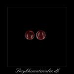 20092654, Emalje vedhæng, rund, bordeaux rød m/sølvkant, 8x8 mm