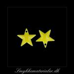 20092916, Emalje vedhæng, stjerne, gul m/sølvkant, 12x12 mm