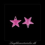 20092950, Emalje vedhæng, stjerne, pink m/sølvkant, 12x12 mm