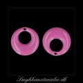20092954, Emalje vedhæng, rund, pink m/sølvkant, 17x17 mm