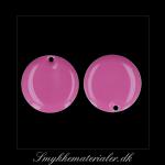 20092961, Emalje vedhæng, rund, pink m/sølvkant, 18x18 mm