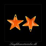 20092990, Emalje vedhæng, stjerne, orange m/sølvkant, 17x17 mm