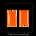 20092991, Emalje vedhng, rektangel, orange m/slvkant, 23x14 mm