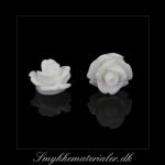 20093044, Cabochon resin, hvid rose, 10x6,5 mm