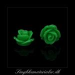 20093045, Cabochon resin, grøn rose, 10x6,5 mm