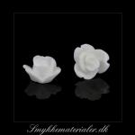 20093061, Cabochon resin, hvid rose, 8x5 mm