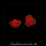 20093065, Cabochon resin, rød rose, 8x5 mm