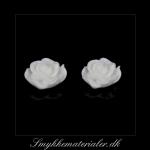 20093073, Cabochon resin, hvid rose, 13x5 mm