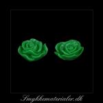 20093074, Cabochon resin, grøn rose, 13x5 mm